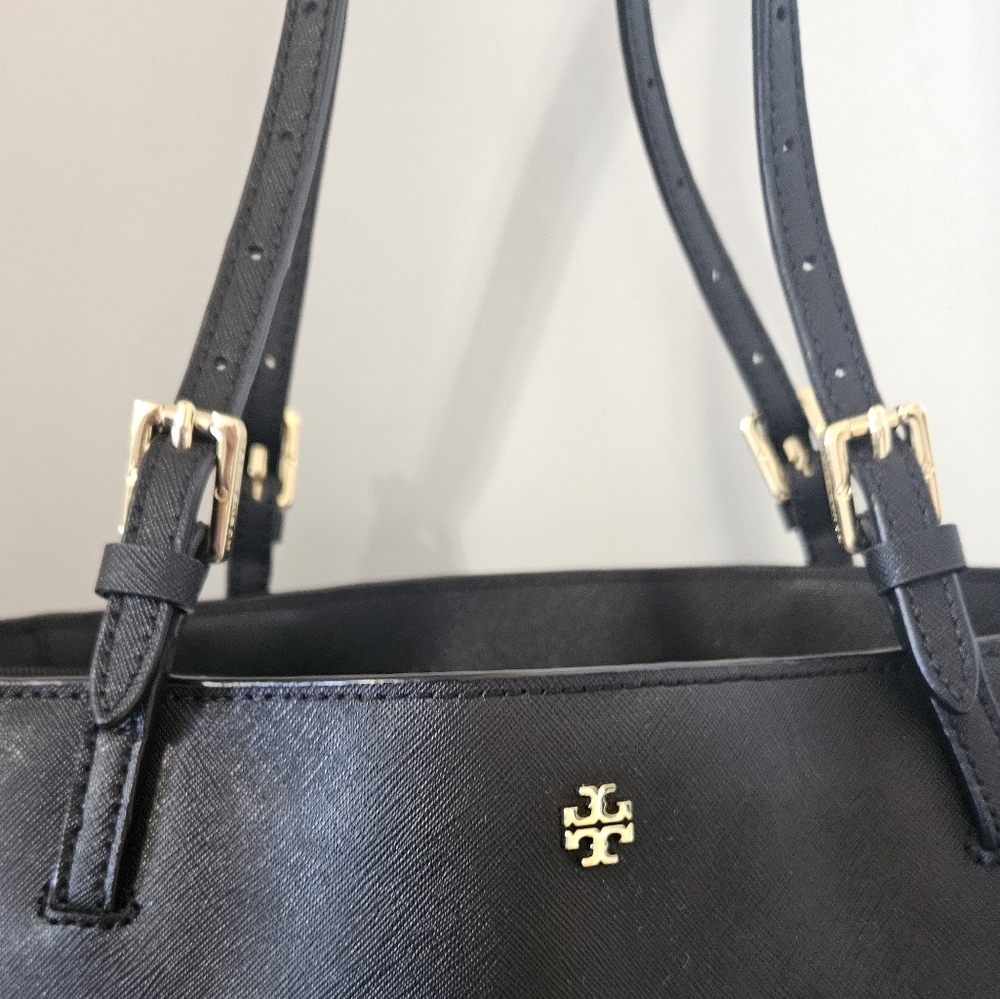 Like New!Tory burch Black leather Tote Bag - Picture 3 of 9